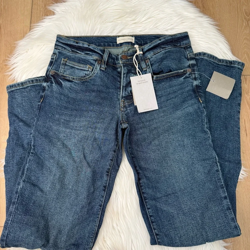 Oliver Logan NWT Straight Leg Chester Jeans in Dark Blue Wash - Size 24/00 - Picture 5 of 6